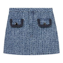 self-portrait 2024 early autumn new denim blue brushed denim small fragrance style skirt short skirt