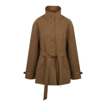 Solighter full wool stand collar short wool jacket