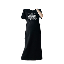 Pregnant women dress 2024 new loose casual short sleeve long skirt black t-shirt dress summer