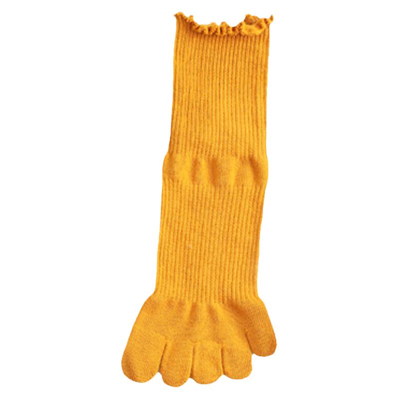 Loose fingered cotton socks for women, elegant middle tube socks