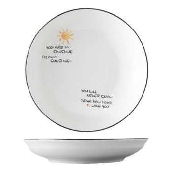 4 pack ceramic plate set household dish soup plate