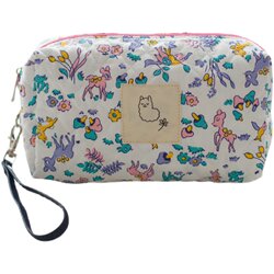 Cartoon Japanese cotton soft fabric cosmetic bag small fresh women's handheld portable cosmetics storage bag quilted ins