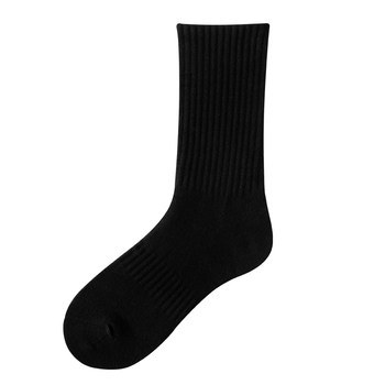 White socks men's mid-calf socks solid color cotton men's stockings