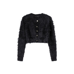 DULA Haohaojia imitation mink cardigan sweater ສໍາລັບແມ່ຍິງລະດູຫນາວ 2024 ໃຫມ່ slim ສັ້ນ fur top jacket