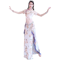 Belly dance clothes 2024 new style printed mesh long skirt suit practice clothes for beginners group clothes for women