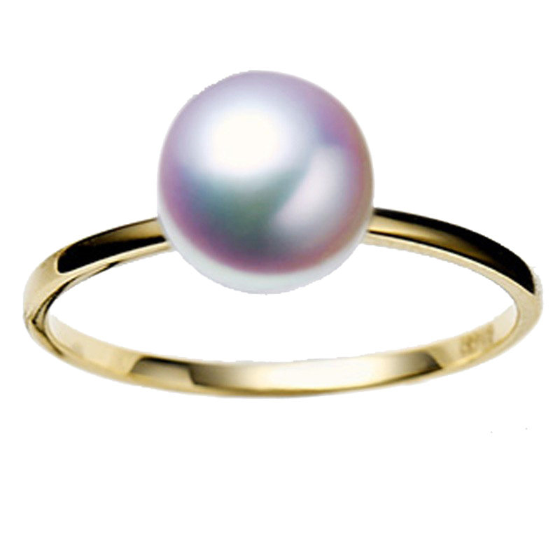 Japan Akoya seawater pearl ring for women 18K gold single bead simple classic high quality flower beads with strong light