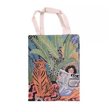 Tote bag unique cotton knitted environmentally friendly and fresh literature