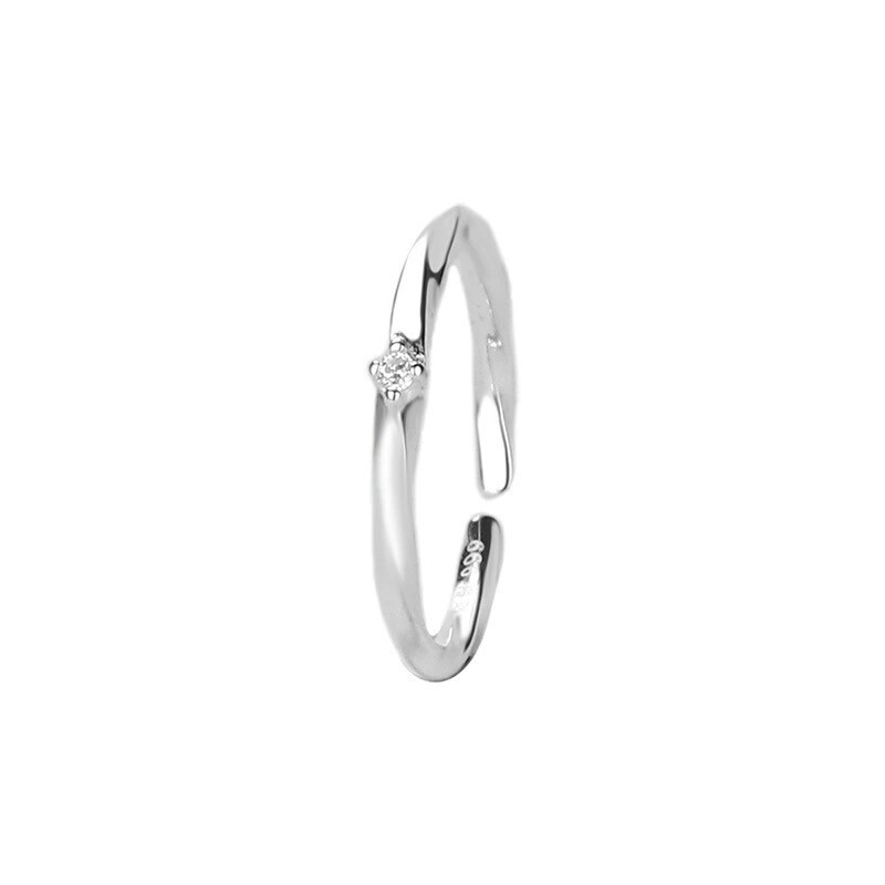 S999 Pure Silver Möbius Zirconia Open Ring