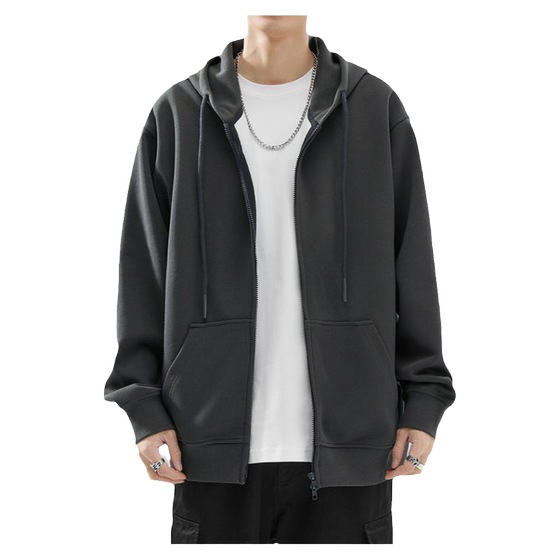 XAKA Japanese heavy pound 2024 spring new hooded cardigan sweater men's loose zipper shirt jacket solid color tide
