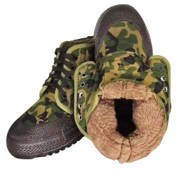 Jiefang shoes men's velvet winter high-top construction site labor yellow rubber shoes camouflage labor protection shoes cold storage special cotton shoes