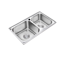 Corolice Kitchen Size Tank Stainless Steel Sink Terrace Kitchen double trough table Type sink package 76024T