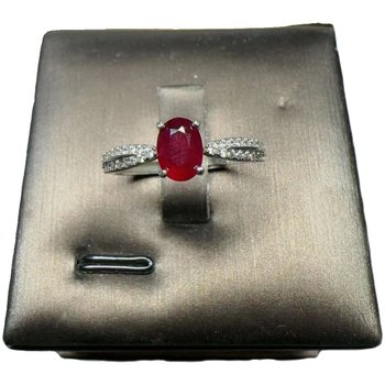 Natural pigeon blood red ruby ring 5 x 7 925 silver finely inlaid natural colored gemstone jewelry