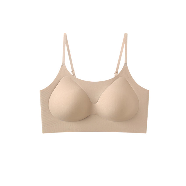 Women's 2025 new small breast lifting and gathering invisible skin color vest-style thin shoulder strap beautiful back bra