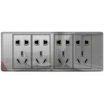 Hanpai gray 86 type LED mirror tempered glass wall switch socket large panel household one-open five-hole panel