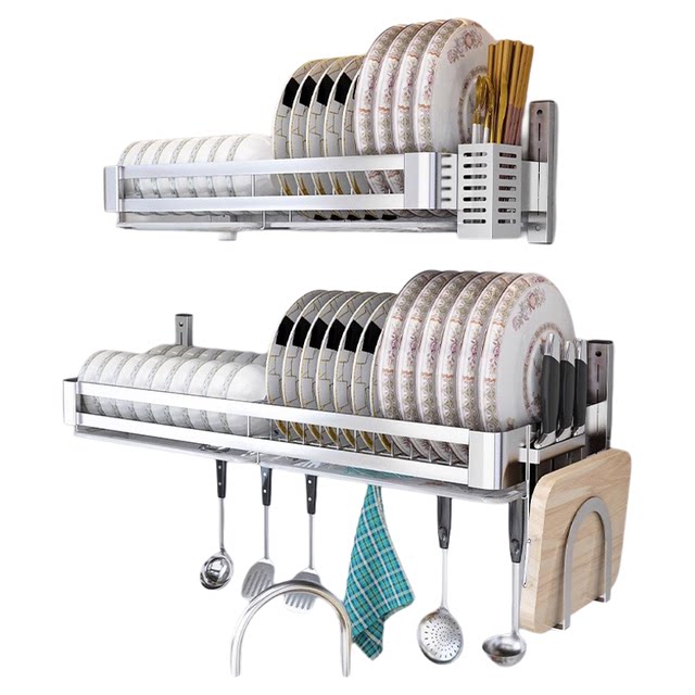 German 304 stainless steel drain bowl rack kitchen sink storage rack wall-mounted bowls and chopsticks storage rack