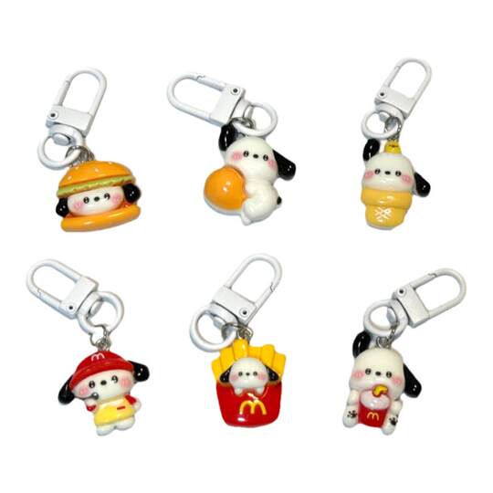 Cute Maimen Xiaopa Keychain Pendant Cartoon M Chip French Fries Hamburger School Bag Bag Pendant Creative Gift Wholesale