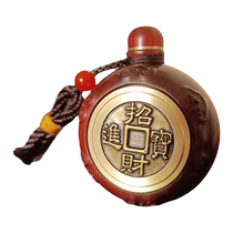 When copper comes up to run a Cairoswood Purple Sandalwood Snuff Pot Handlebar Piece hand-in-hand transfer money Double-sided rotatable Gift