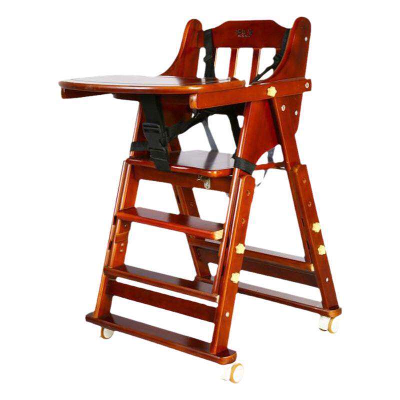Solid wood baby dining chair lift and foldable multi-function