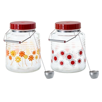 (Self-operated) aderia Japanese sealed jar lead-free glass jar Green plum wine jar printed sunflower replica