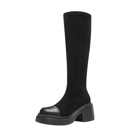 
Tianmeiyi retro thick-soled height-enhancing velvet elastic fashion boots women's high-tube boots new winter CPB81DG4