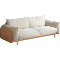 Genji Muyu all solid wood sofa modern simple oak cat scratch cloth sofa small apartment living room straight sofa