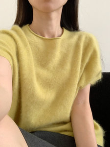 3羊绒4%桑蚕丝韩系气质小飞袖款羊绒桑蚕丝拉毛针织衫92.3%绵羊毛
