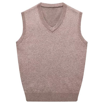 Ordos 100 cashmere sweater men's sweater autumn and winter thickened sleeveless knitted vest solid color to V-neck woolen sweater