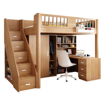 Empty small apartment loft bed combination wardrobe bed children's bed desk integrated shelf bed adult bed