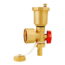 All-copper inner screw thread geothermal floor heating water distributor automatic exhaust valve water release artifact 1-inch three-tail piece to drain water and air