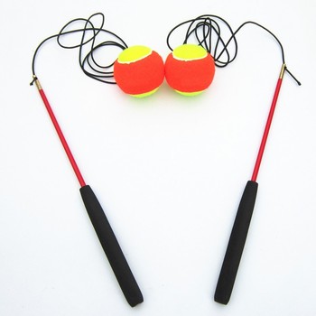 Swing ball middle-aged and elderly fitness elastic ball handle stick fall jump ball with rope elastic tennis wool cloth small square dance