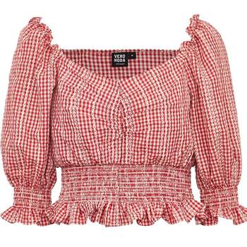 Vero Moda Outlet Summer Clearance Princess Sleeve Plaid Short Fashion Simple Top Versatile Shirt for Women