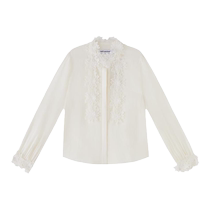 self-portrait spring and summer ivory V-neck floral chiffon long-sleeved shirt