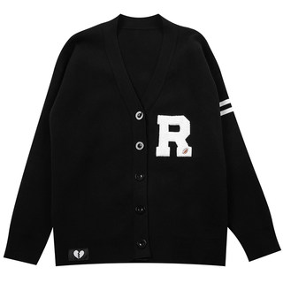 College Lettering Patch Knitted Cardigan Sweater Jacket Personalized