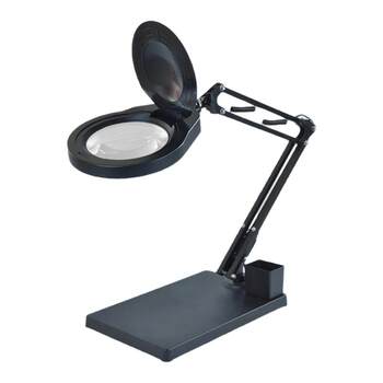 Electronic Repair Magnifying Glass, High-Definition 10X Glass Lens, Ring-Shaped Led Light Magnifying Glass with Desk Clamp Stand, Shadowless Lighting, Professional Repair, Soldering, Fine Carving, Appraisal, Inspection, Clear Imaging Pd178