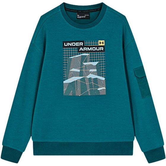 Under Armor Children's Clothing 2024 New Boys Pullover Round Neck Sweatshirts for Medium and Large Children Loose Sports Versatile Sweatshirts