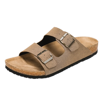 Birkenstock cork slippers for men and women flat non-slip beach summer frosted leather retro Birkenstock lazy half drag