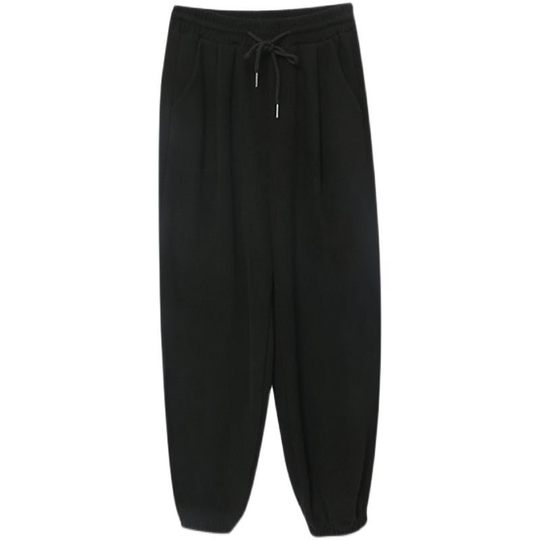 黑色运动裤女春秋款2025冬季加绒显瘦休闲裤棉哈伦小个子束脚卫裤