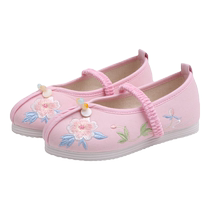 Spring and summer old Beijing childrens cloth shoes ancient Hanfu shoes Chinese style dance shoes students performing embroidered shoes