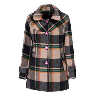 格子毛呢妈妈装春秋冬款小个子羊绒中老年时尚修身女羊毛呢子短款