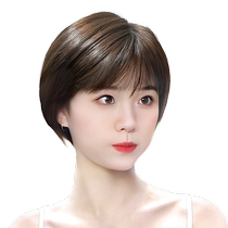 Short hair wig for women with ear hanging short hair real hair full real hair 2024 new summer natural age reduction full head wig set