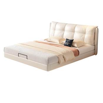 Pashaman genuine leather modern simple suspended leather art bed