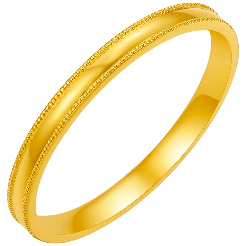 Saturday Fortune Gold 5G denominated solid gold simple shiny bead edge ring women's ring holiday gift