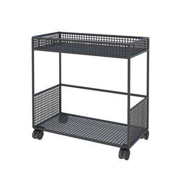 Under-table shelf small bookcase with wheels beside desk