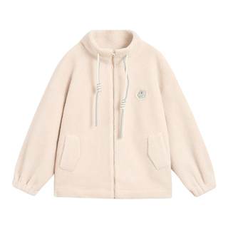 Zihan stand collar imitation lamb wool jacket for women 2025 winter new style simple loose polar fleece warm cotton coat