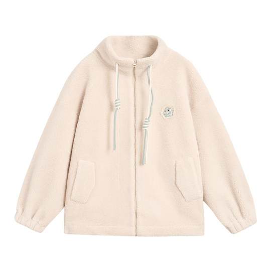 紫涵立领仿羊羔毛外套女士2025年冬季新款简约宽松摇粒绒保暖棉衣