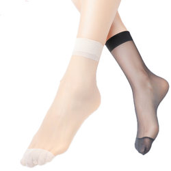 Langsha stockings women's ultra-thin socks invisible spring, autumn and summer black silk flesh-colored crystal silk socks mid-tube anti-snag socks