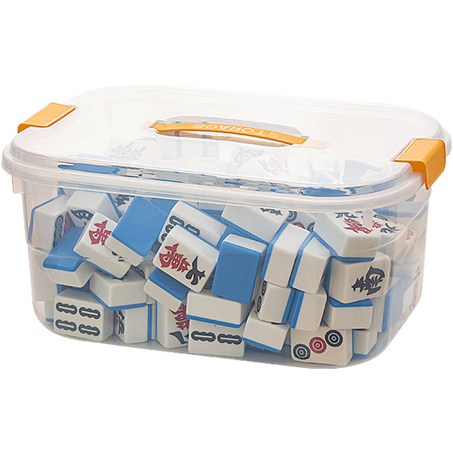 Mahjong storage box thickened transparent sparrow storage box household chess and card room poker chip dice sorting storage box
