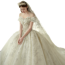 odelia Branch and Leaves wedding dress 2024 new bride wedding big tail super heavy industry main yarn fugitive princess