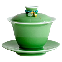 Tuiluess Ruyi Ruyi Mother Green trois seulement couverture Bowl Tea Cup Single Home Ceramic Tea Tea Bowl with lid without bronzing