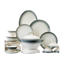 Yunzhihe 2023 bowl and plate set household light luxury bone china tableware Jingdezhen bowl and plate set housewarming bowl and chopsticks plate